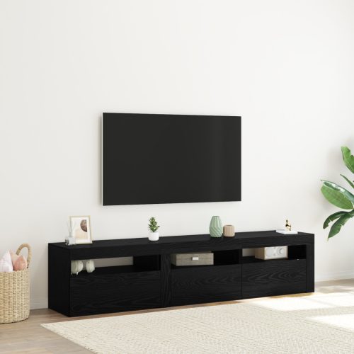 TV szekrények 2 db LED világítással Fekete tölgy MDF-ből