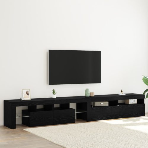 TV szekrények 2 db LED fényekkel fekete tölgy rétegelt fával