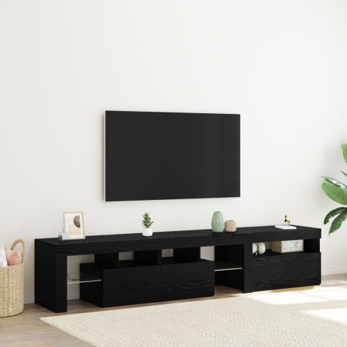 TV szekrények 2 db LED világítással Fekete tölgy Mérnöki fa