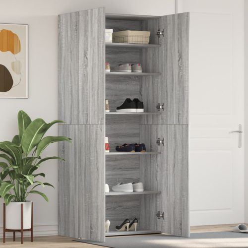 Cipőtároló Szürke Sonoma 80x35,5x180 cm Mérnöki Fa