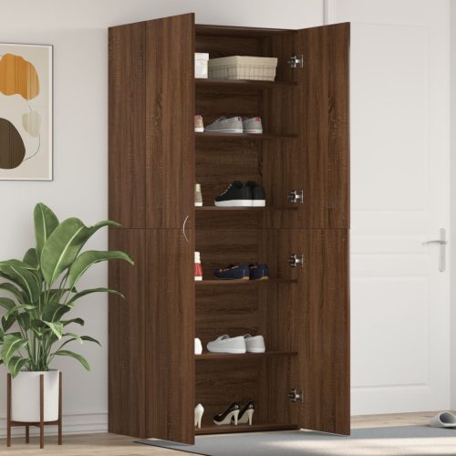 Cipőszekrény Barna Tölgy 80x35,5x180 cm Mérnöki Fa