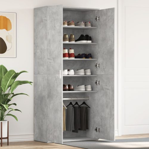 Cipőszekrény Beton Szürke 80x39x180 cm Mérnöki fa