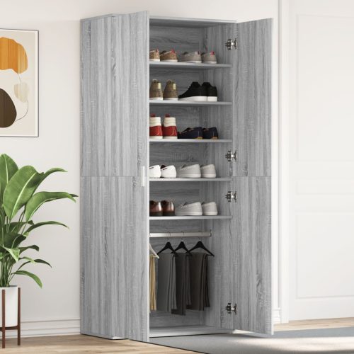 Szürke sonoma cipőtartó 80x39x180 cm Műszakilag megmunkált fa