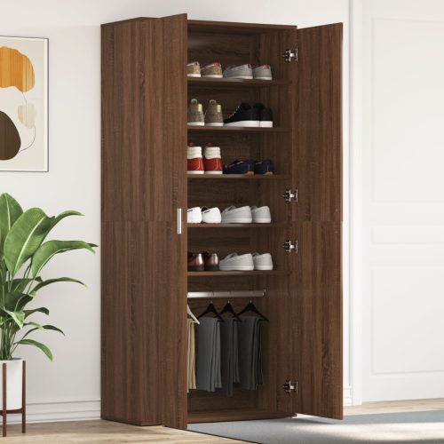 Cipőtartó Barna Tölgy 80x39x180 cm Mérnökelt Fa