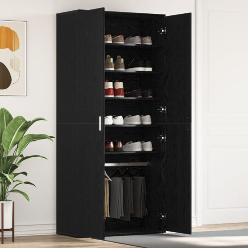 Cipőszekrény Fekete Tölgy 80x39x180 cm Mérnöki Fa