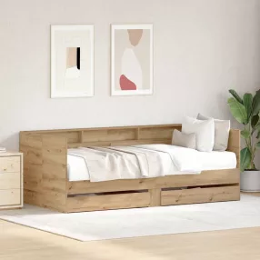   Fekvőfelület keret tárolókkal kézműves tölgy 100 x 200 cm