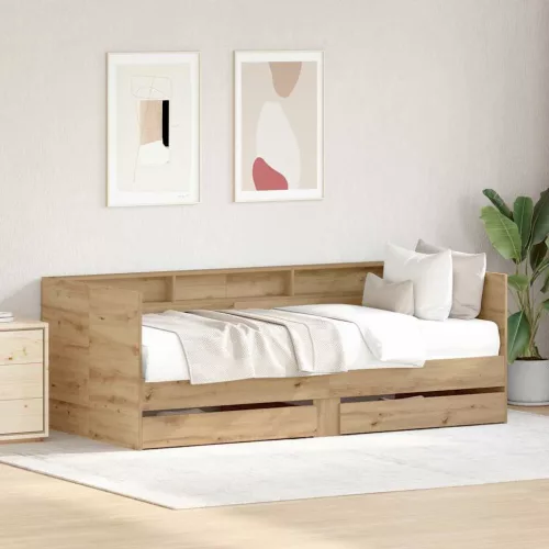 Fekvőfelület keret tárolókkal kézműves tölgy 100 x 200 cm