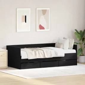   Fekvőfelület keret tárolókkal Musta tammi 90 x 200 cm Faanyag