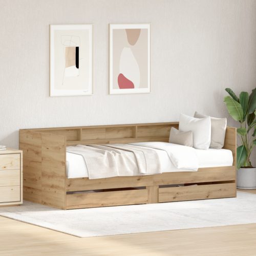 Napágy Fiókokkal Ipari Tölgy Ipari Fa 90 x 200 cm Masszív