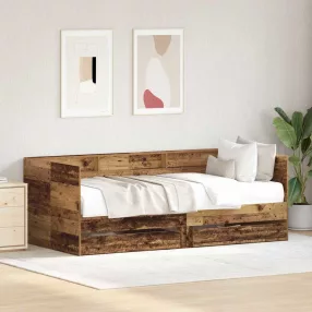   Fekvőfelület keret tárolókkal Régi fa 75 x 190 cm Faanyag