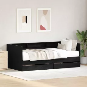   Fekvőfelület keret tárolókkal Musta tammi 75 x 190 cm Faanyag