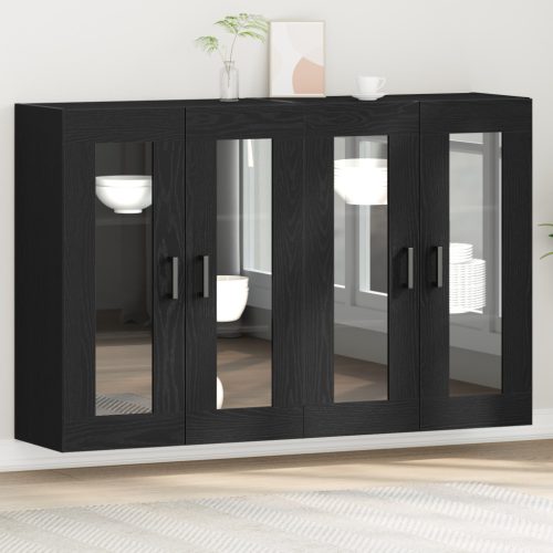 Fali Kabinetek 2 db Fekete Tölgy 69,5x34x90 cm Mérnöki Fa