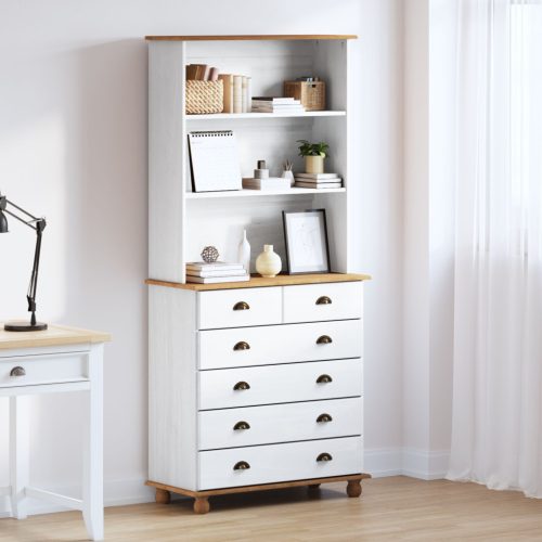Hutch “ASKIM” Fehér 91x40x199.5 cm Tömör Fenyő, Hutch ASKIM" Fehér 91x30x104 cm Tömör Fenyő, Fiókos Szekrény "ASKIM" Fehér 91x40x95.5 cm Tömör Fenyő"