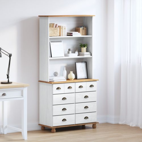 Hutch ASKIM" Fehér 91x40x183 cm Masszív Fa Fenyő"