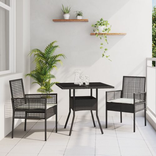 3 darabos kerteti étkező szett szürke poli rattan