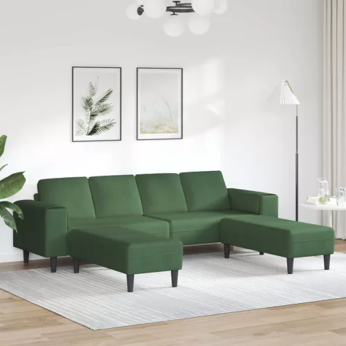 Kanapé Sötétzöld 250 x 188 x 76 cm Bársonyos szövet
