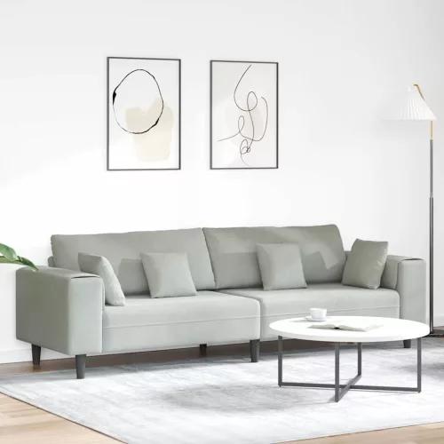Kanapé Világosszürke 250 x 77 x 76 cm Bársony