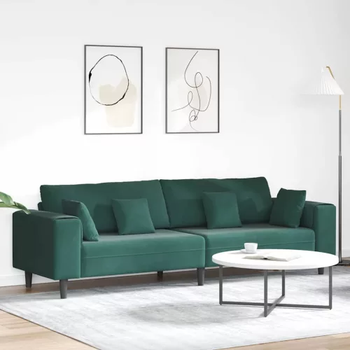 Kanapé Sötétzöld 250 x 77 x 76 cm Bársony