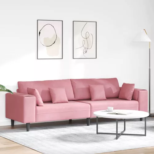 Kanapé Rózsaszín 250 x 77 x 76 cm Bársony
