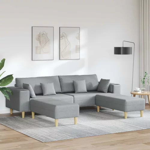 Kanapé párnával 3 pcs Világosszürke szövet