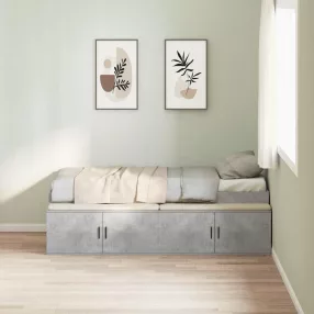   Ágykeret tárolóval tárolóval Beton szürke 75 x 190 cm Faanyag