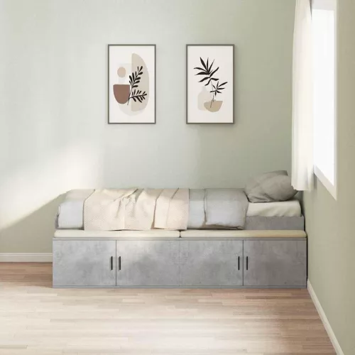 Ágykeret tárolóval tárolóval Beton szürke 75 x 190 cm Faanyag