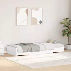   Ágykeret tárolóval fejtámlával fiókkal Fehér 90 x 200 cm Faanyag