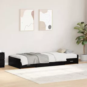   Ágykeret tárolóval fejtámlával Fekete tölgy 80 x 200 cm Faanyag