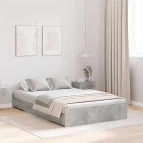   Ágykeret tárolóval fiókkal Beton szürke 120 x 190 cm Faanyag