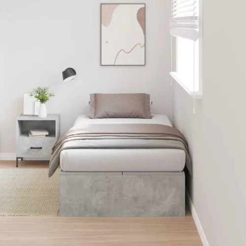 Ágykeret tárolóval Beton szürke 90 x 200 cm Faanyag