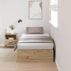 Ágykeret tárolóval kézműves tölgy 90 x 200 cm Faanyag