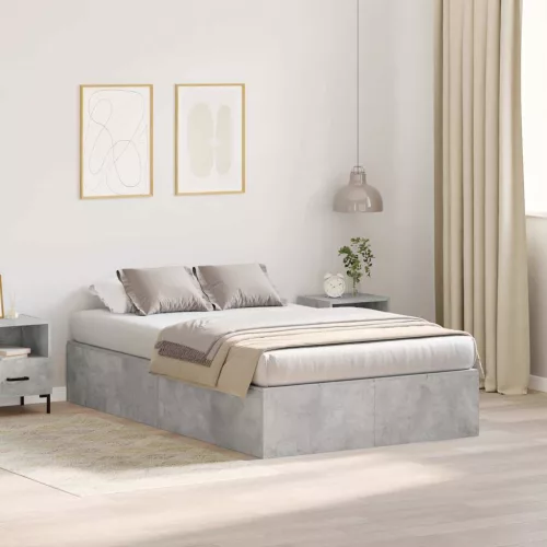 vidaXL Ágykeret tárolóval tárolóval Beton Szürke 120 x 190 cm Faanyag