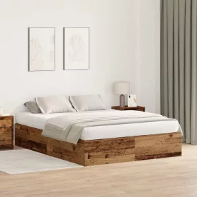   vidaXL Ágykeret tárolóval tárolóval Öreg fa 135 x 190 cm Faanyag