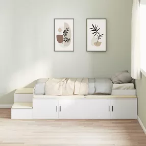  Ágykeret tárolóval fiókkal Fehér 234 x 103 x 53.5 cm Faanyag