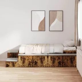   Ágykeret tárolóval Füstölt tölgy 234 x 103 x 53.5 cm Faanyag