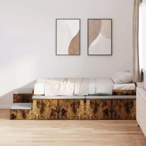 Ágykeret tárolóval Füstölt tölgy 234 x 103 x 53.5 cm Faanyag