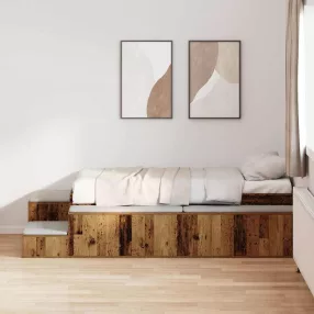   Ágykeret tárolóval fiókkal Régi fa 234 x 103 x 53.5 cm Faanyag