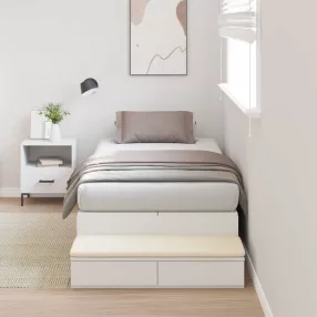   Ágykeret tárolóval fiókkal tárolóval Fehér 100 cm Faanyag