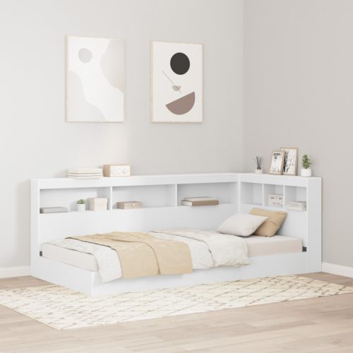 Könyvespolcos ágy Fehér 90x200 cm Mérnöki fa