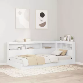  vidaXL Könyvespolcos Ágy fejtámlával Fehér 90 x 190 cm Faanyag