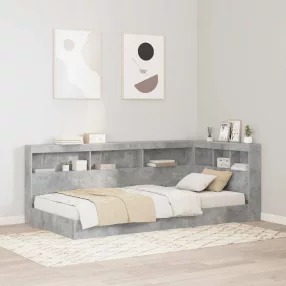   vidaXL Könyvespolcos Ágy fejtámlával Beton Szürke 75 x 190 cm Faanyag