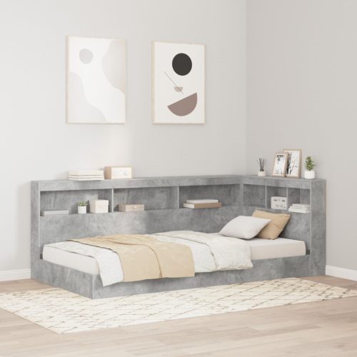 Könyvespolcos ágy Beton szürke 75x190 cm Mérnöki fa