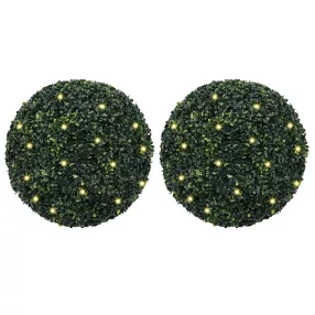   2 db zöld mesterséges boxwood gömbök LED fényekkel 52 cm