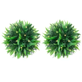   2 db zöld mesterséges boxwood gömbök LED fényekkel 30 cm