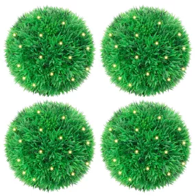   4 db zöld mesterséges boxwood gömbök LED fényekkel 12 cm