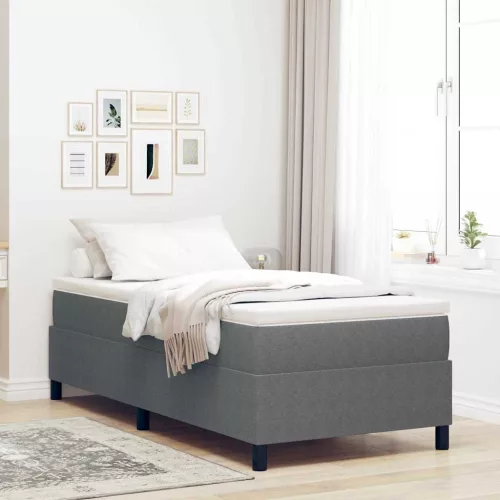 vidaXL Boxrugós ágy Világosszürke és fehér 100 x 200 cm