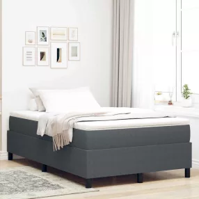   Boxrugós ágy Sötétszürke és Fehér 120 x 190 cm Bársonyos szövet