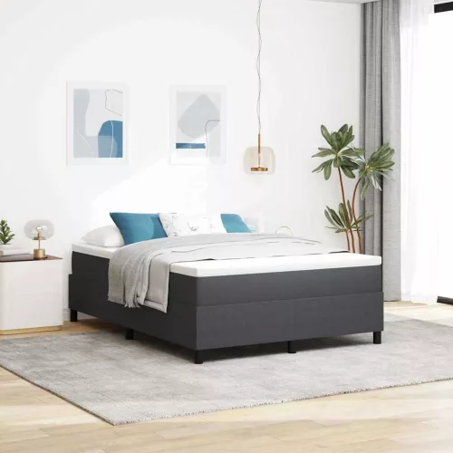 vidaXL Boxrugós ágy Sötétszürke és Fehér 140 x 190 cm Bársonyos szövet