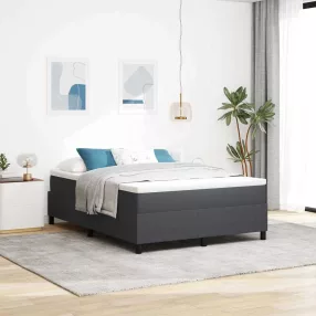   vidaXL Boxrugós ágy Sötétszürke és Fehér 140 x 200 cm Bársonyos szövet