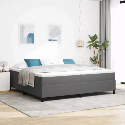 vidaXL Boxrugós ágy Világosszürke és fehér 200 x 200 cm